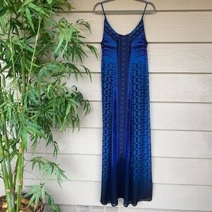 Express Blue/Plum/Black Multi-Pattern Maxi Dress